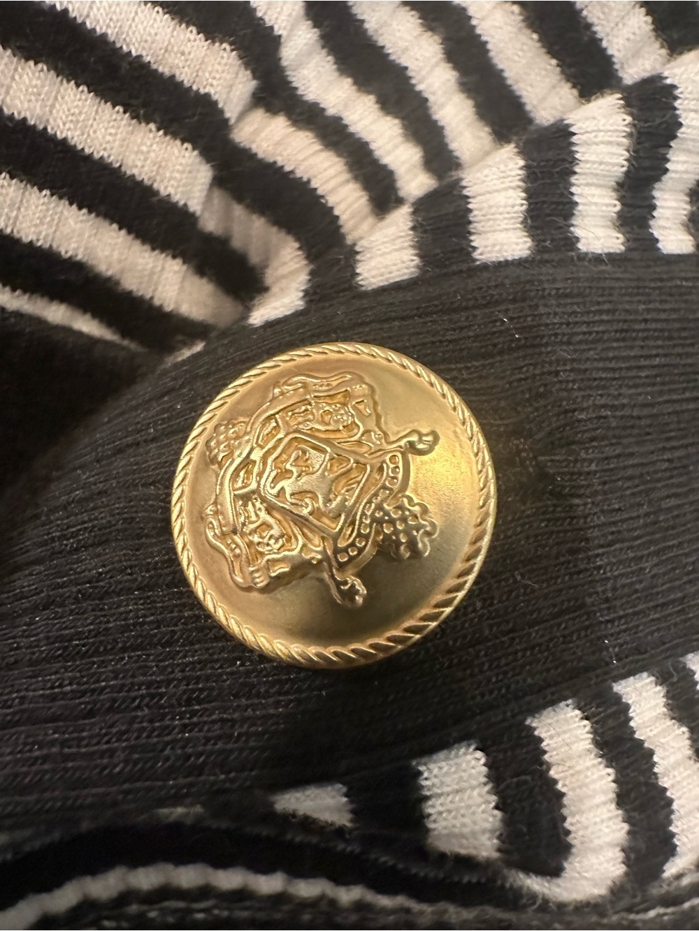 J.CREW Women's Medium Vintage Rib Lady Jacket Black & White Striped Gold Buttons - Picture 4 of 8